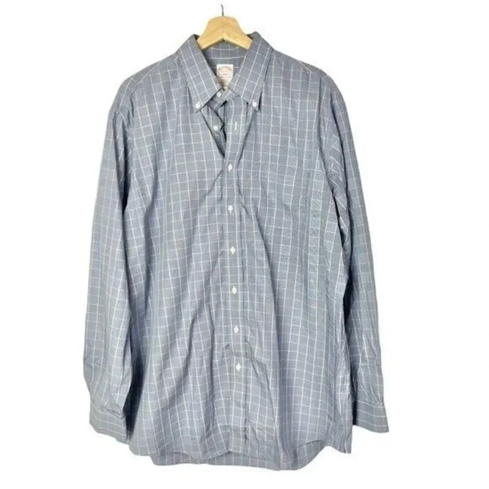 Brooks Brothers Blue & Yellow Plaid Long Sleeve Button Down 17.5 / XL